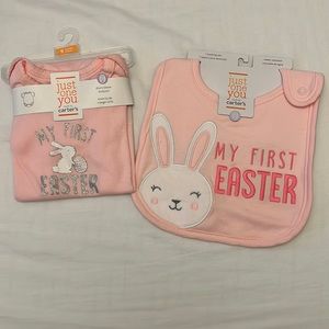 NWT Baby’s My 1st Easter First Bib and Onesie 9 months Girl